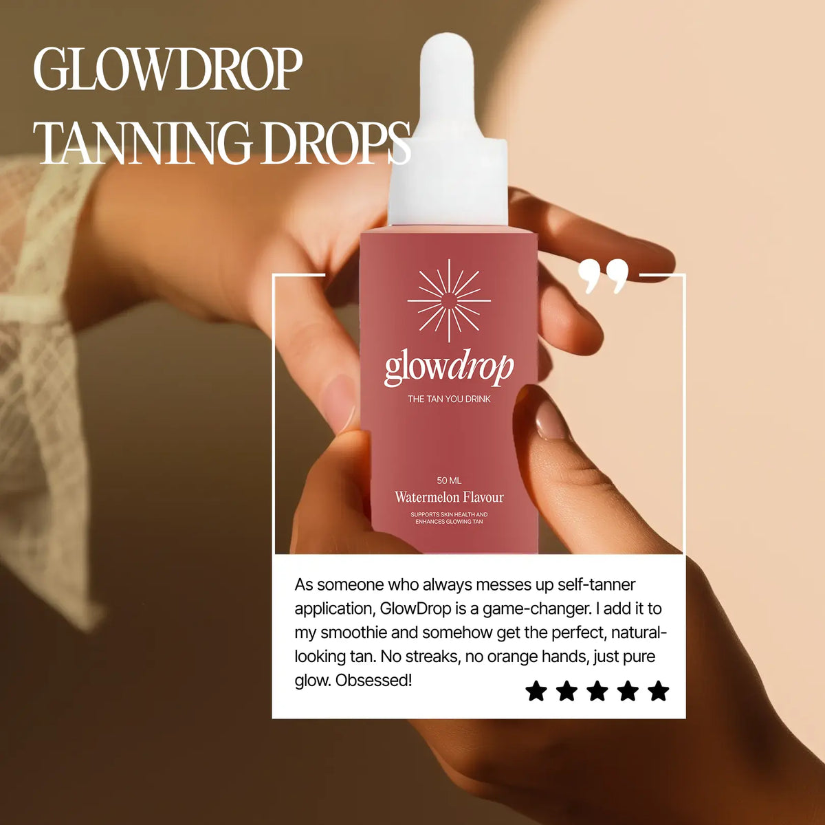 GlowDrop Brun-utan-sol-droppar – Glöden du dricker